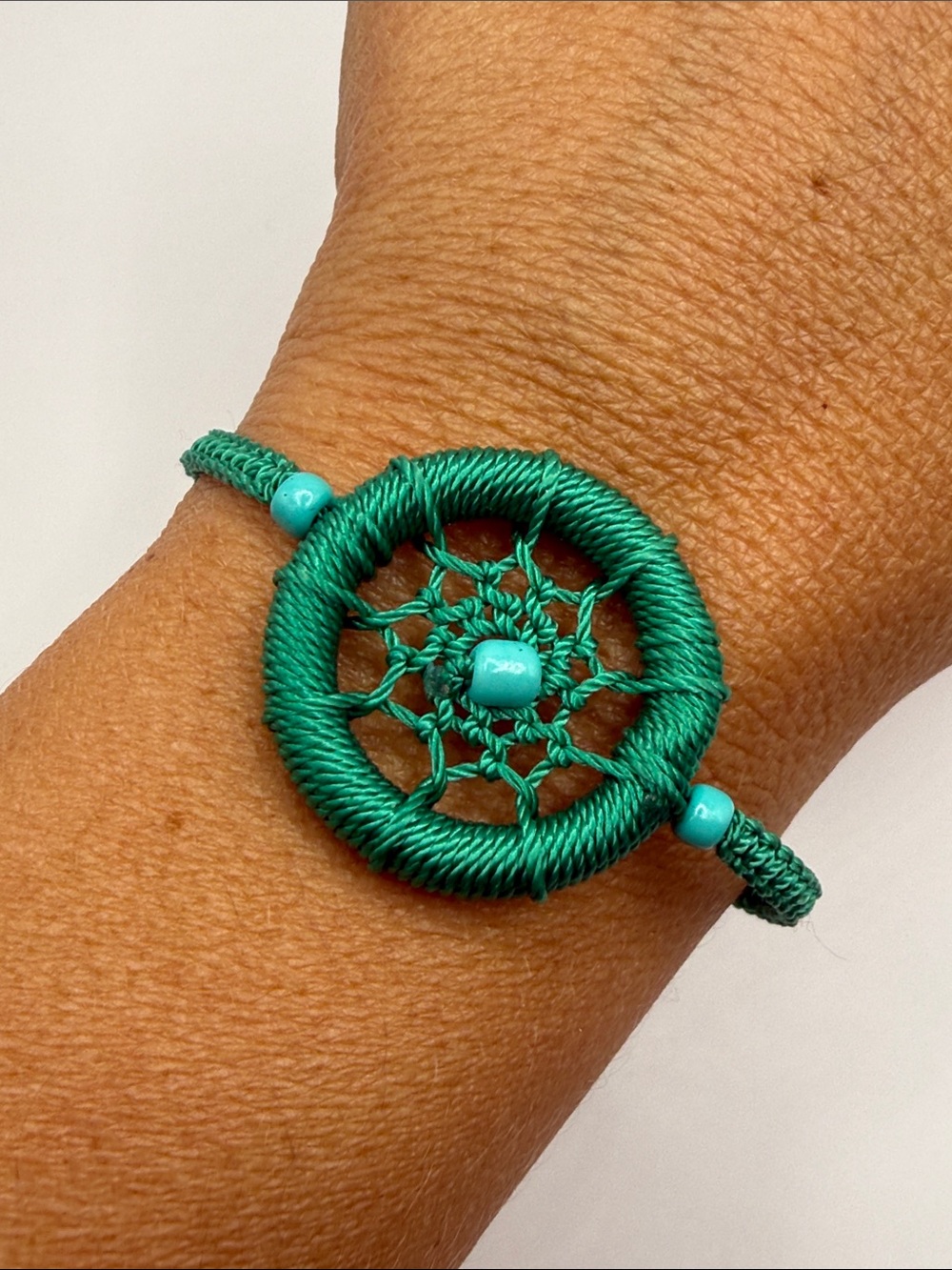 Vintage Native American Style Green Dreamcatcher Bangle Cuff Statement Bracelet